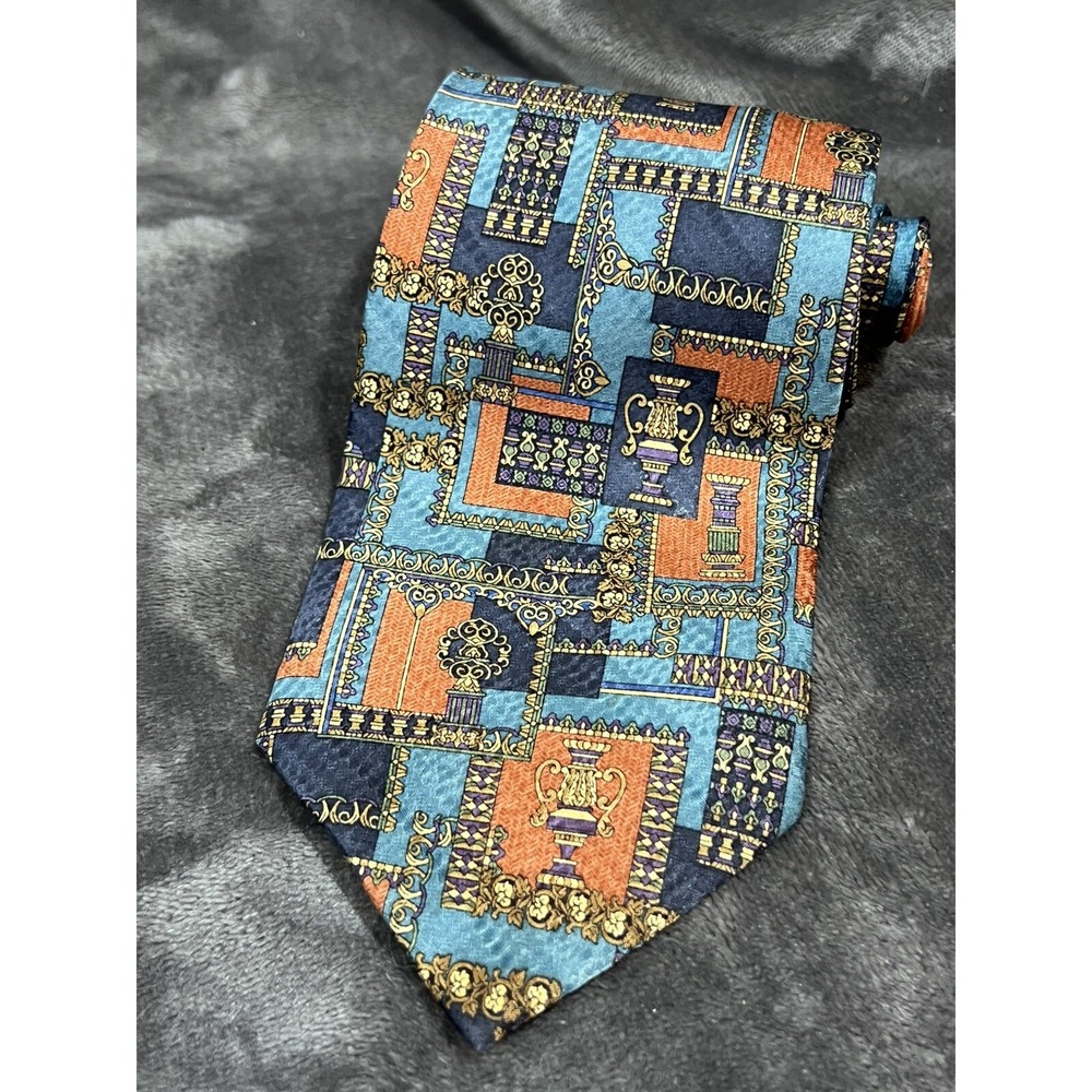 DANIEL DE FASSON Mens Foulard Tie 100% Silk Handmade  60" Long 4" Wide
